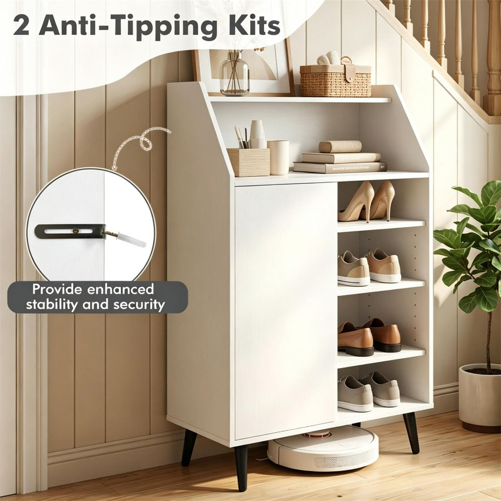 Flexible Entryway Shoe Cabinet with Open and Enclosed Storage