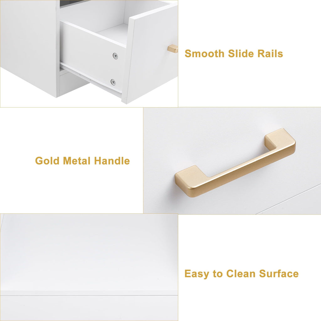 Modern White Nightstand with Charging Station