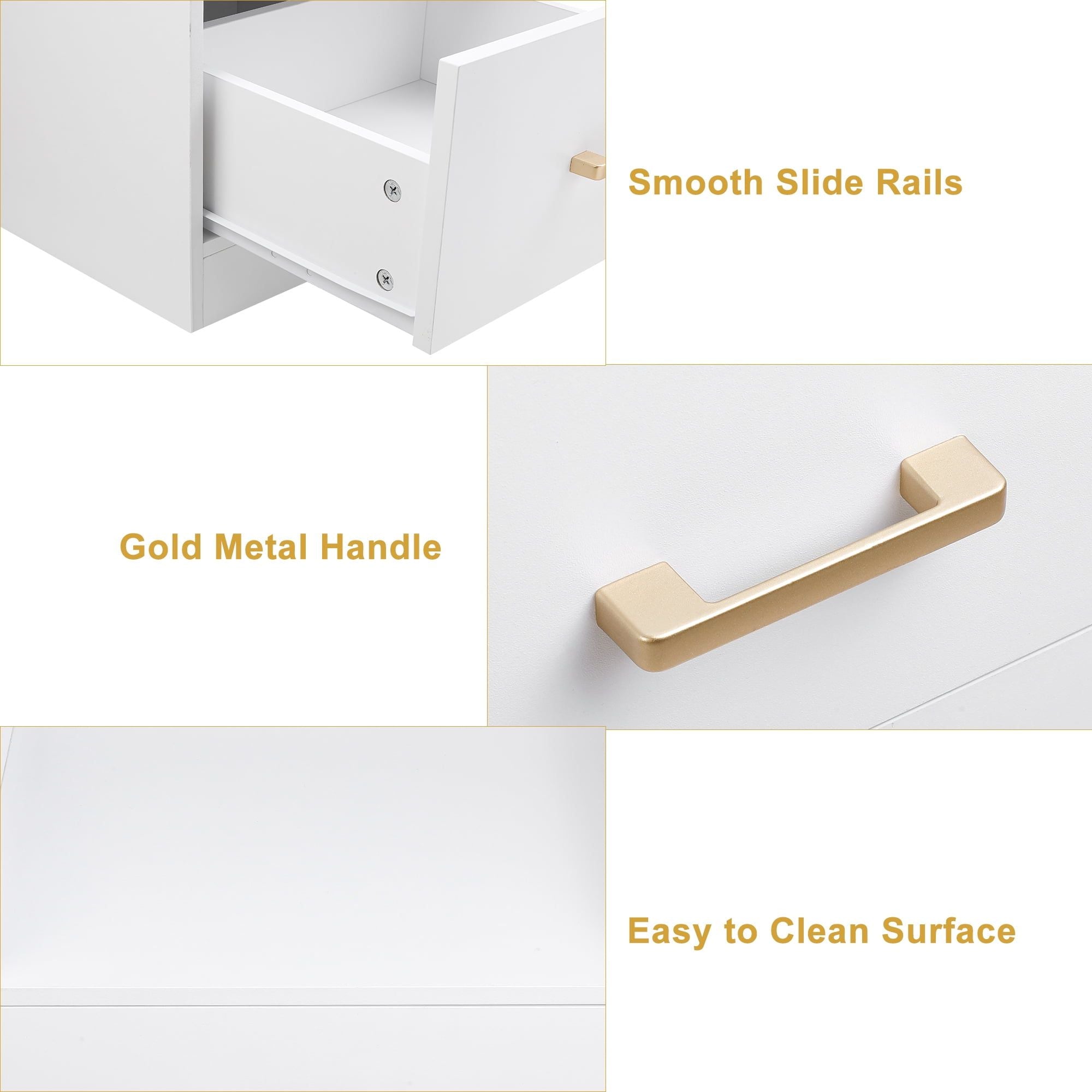 Modern White Nightstand with Charging Station