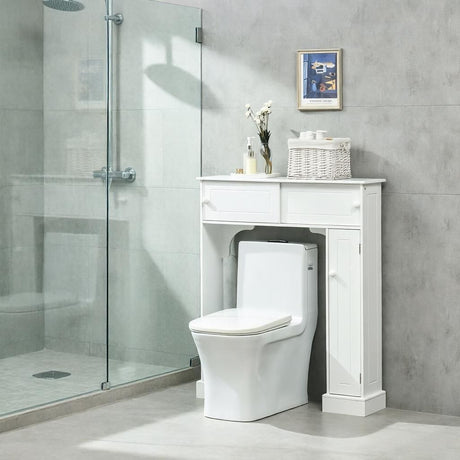 White Over-The-Toilet Bathroom Cabinet with Adjustable Shelves