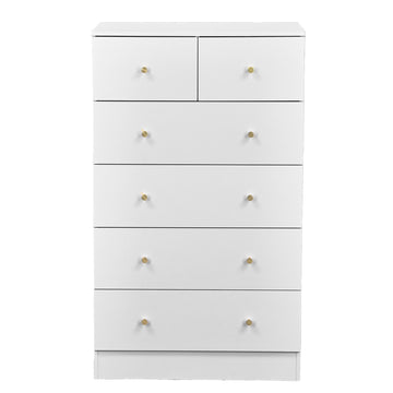 White particleboard with a textured melamine finish, 66*40*, 4+2 drawer cabinet