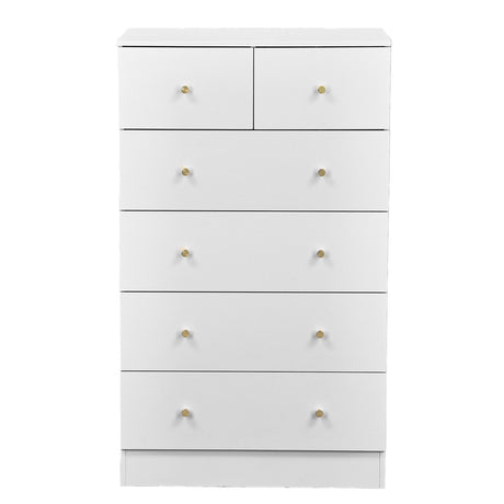 White particleboard with a textured melamine finish, 66*40*, 4+2 drawer cabinet
