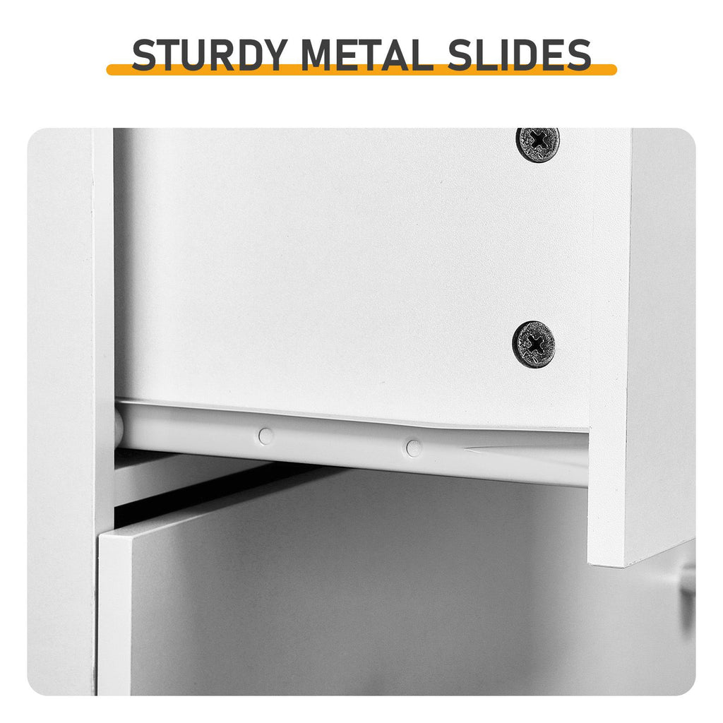 White Five-Drawer Cabinet with Matte Gold Handles