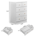 White Five-Drawer Cabinet with Matte Gold Handles