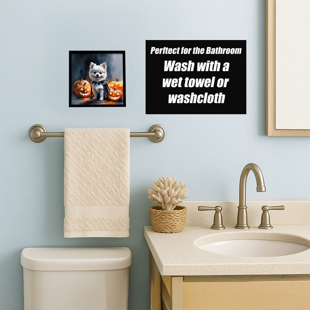 White Pomeranian Halloween Framed Wall Art