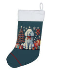 White Poodle Double-Sided Christmas Stocking