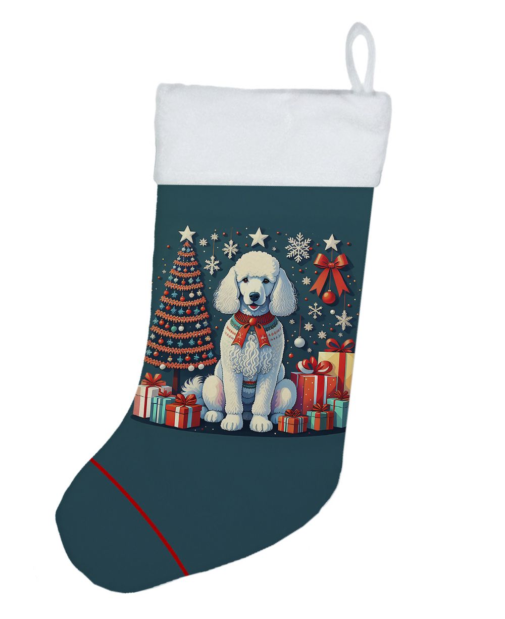 White Poodle Double-Sided Christmas Stocking