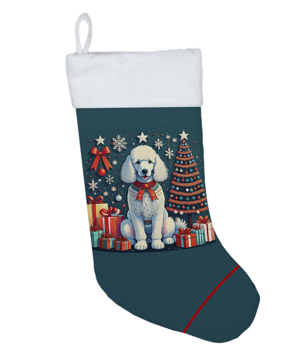 White Poodle Double-Sided Christmas Stocking