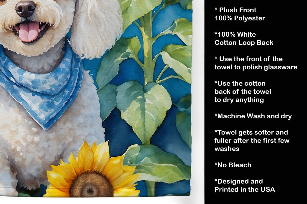 White Poodle in Sunflowers Dual-Sided Kitchen Towel