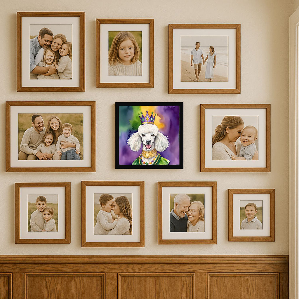 White Poodle King of Mardi Gras Framed Print