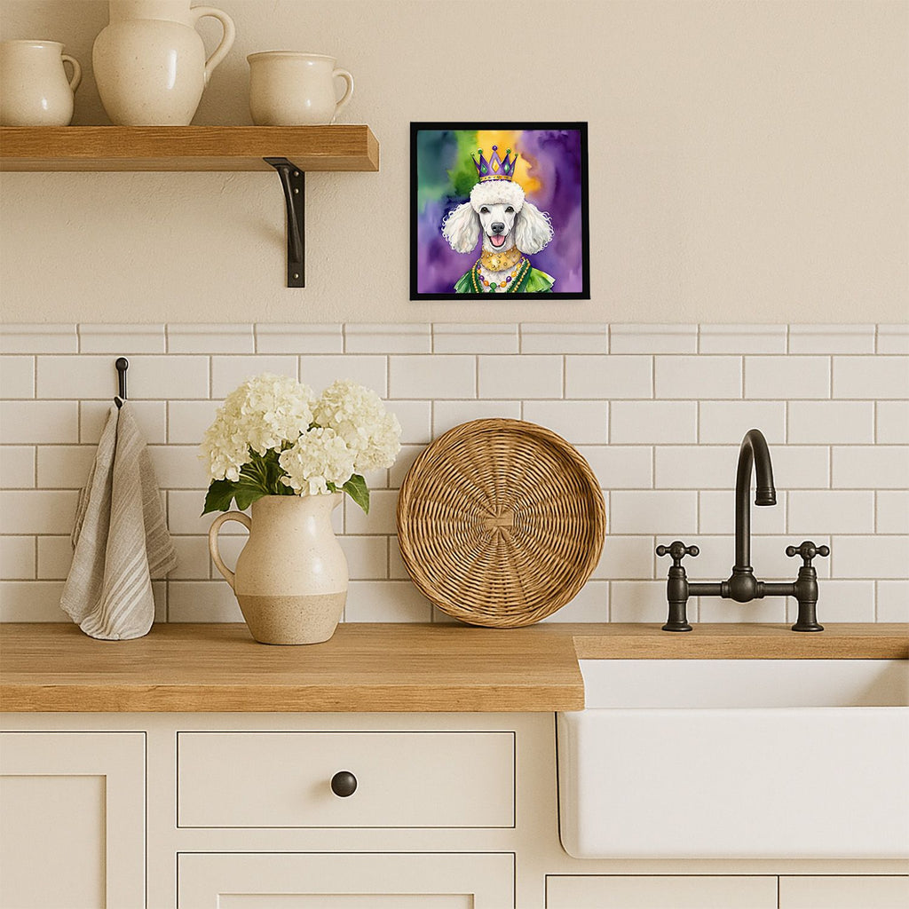 White Poodle King of Mardi Gras Framed Print