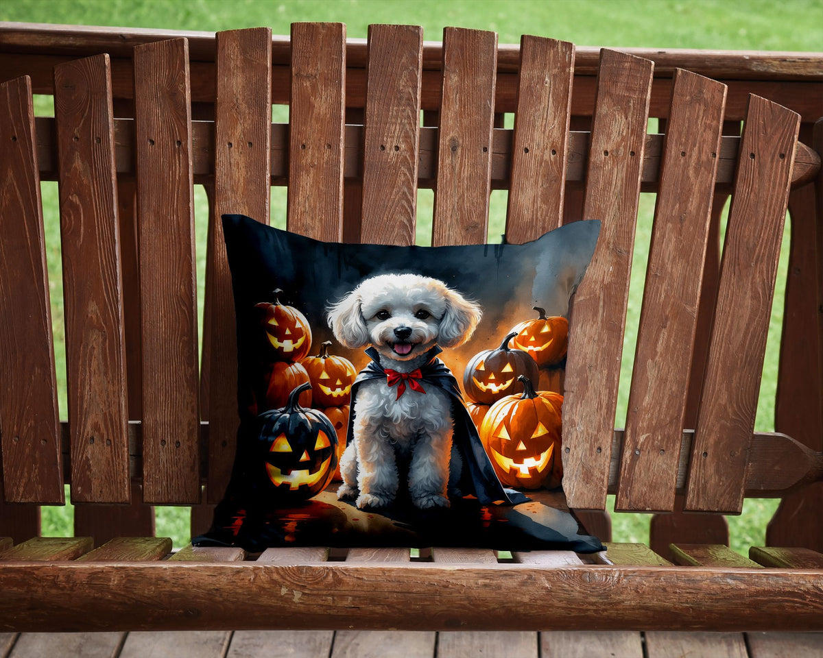 White Poodle Puppy Halloween Decorative Pillow