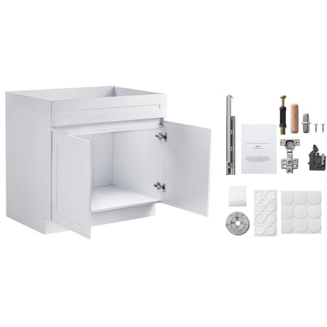 White Shaker Sink Base Cabinet with Soft-Close Doors