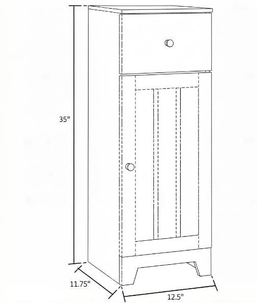 White Bathroom Storage Cabinet with Drawer and Adjustable Shelf