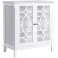 White Glass-Door Sideboard with Adjustable Shelves