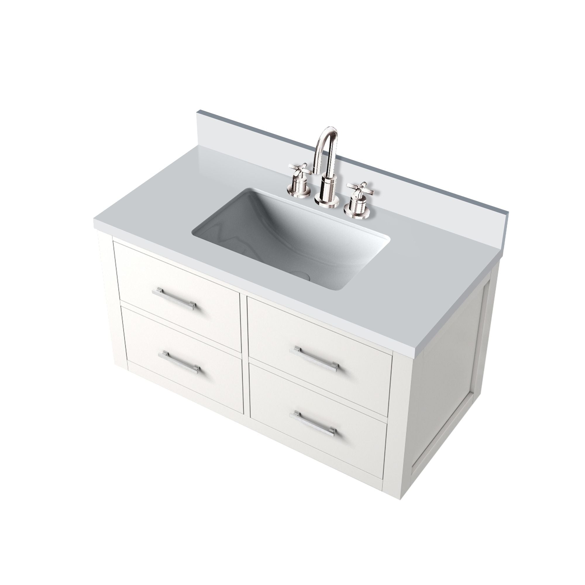White 36- Single Bath Vanity with Cultured Marble Top and Faucet Set