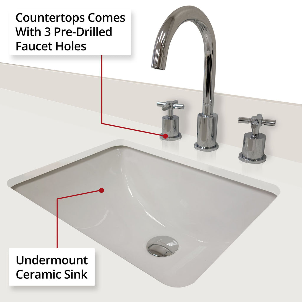 White 36- Single Bath Vanity with Cultured Marble Top and Faucet Set