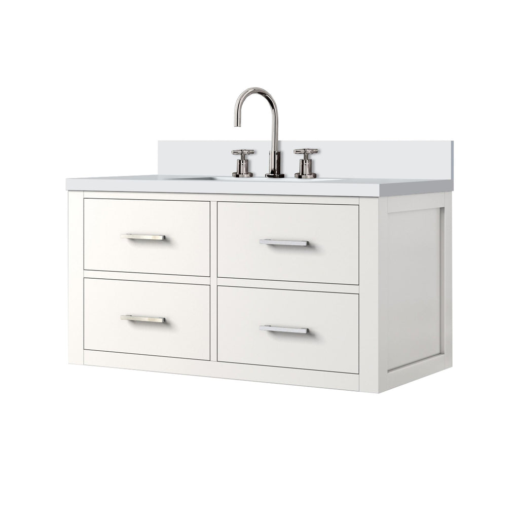 White 36- Single Bath Vanity with Cultured Marble Top and Faucet Set