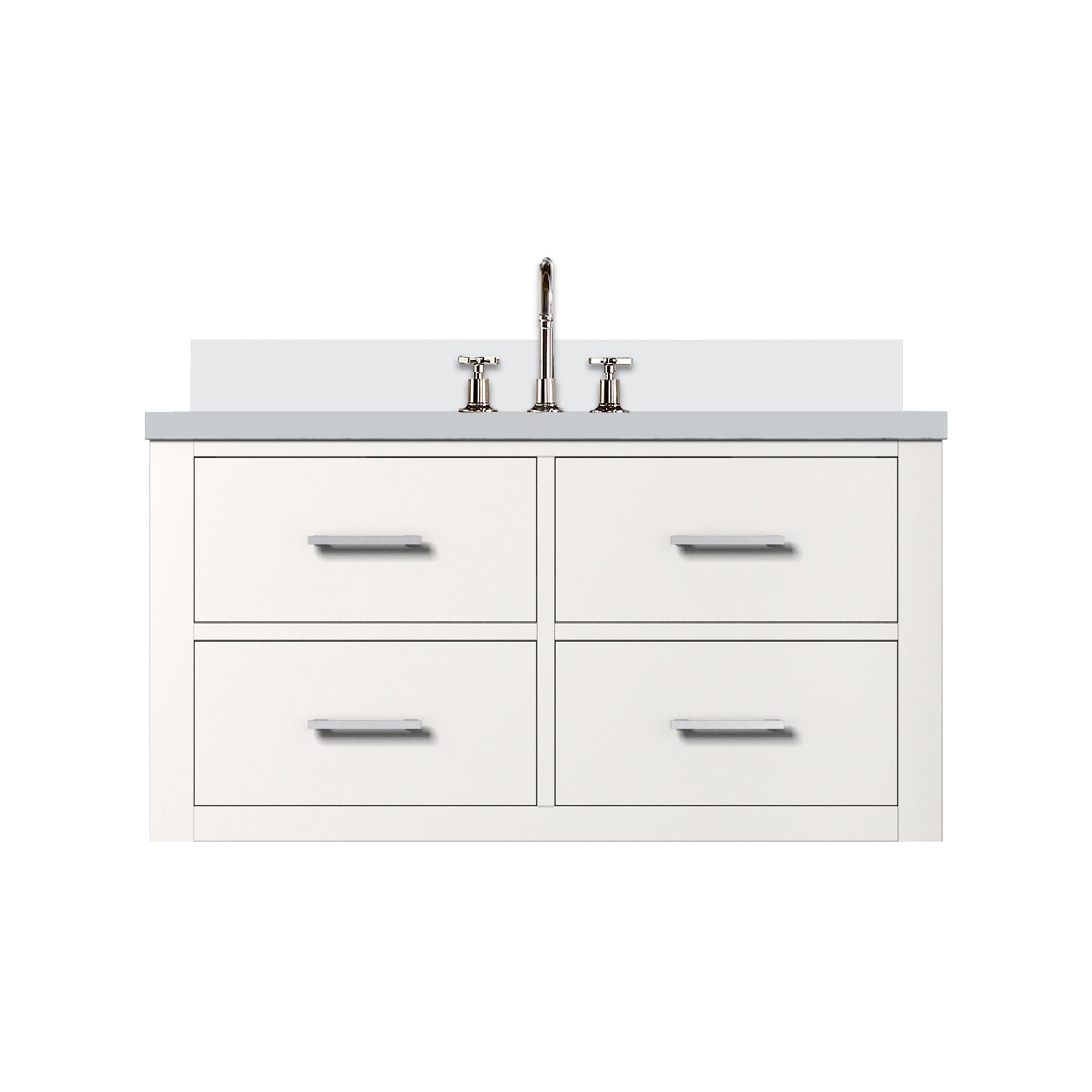 White 36- Single Bath Vanity with Cultured Marble Top and Faucet Set