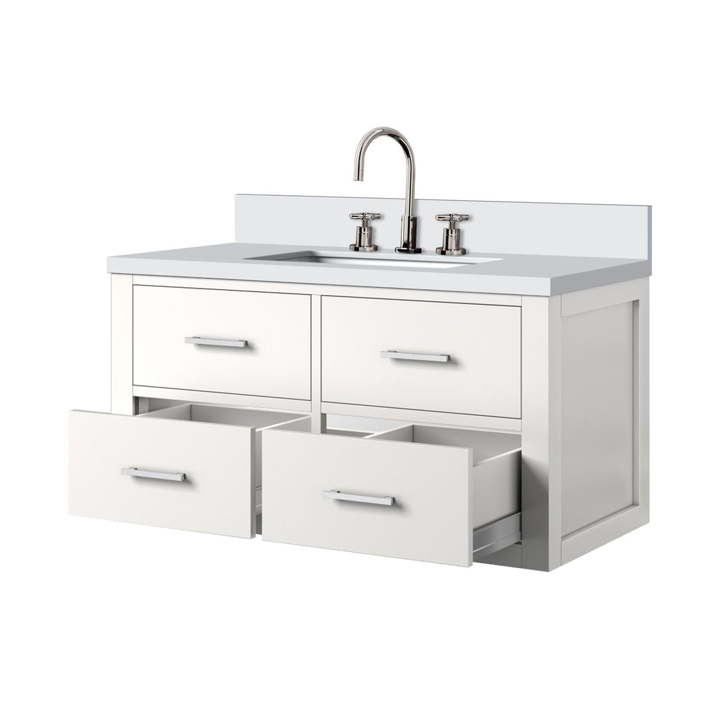 White 36- Single Bath Vanity with Cultured Marble Top and Faucet Set