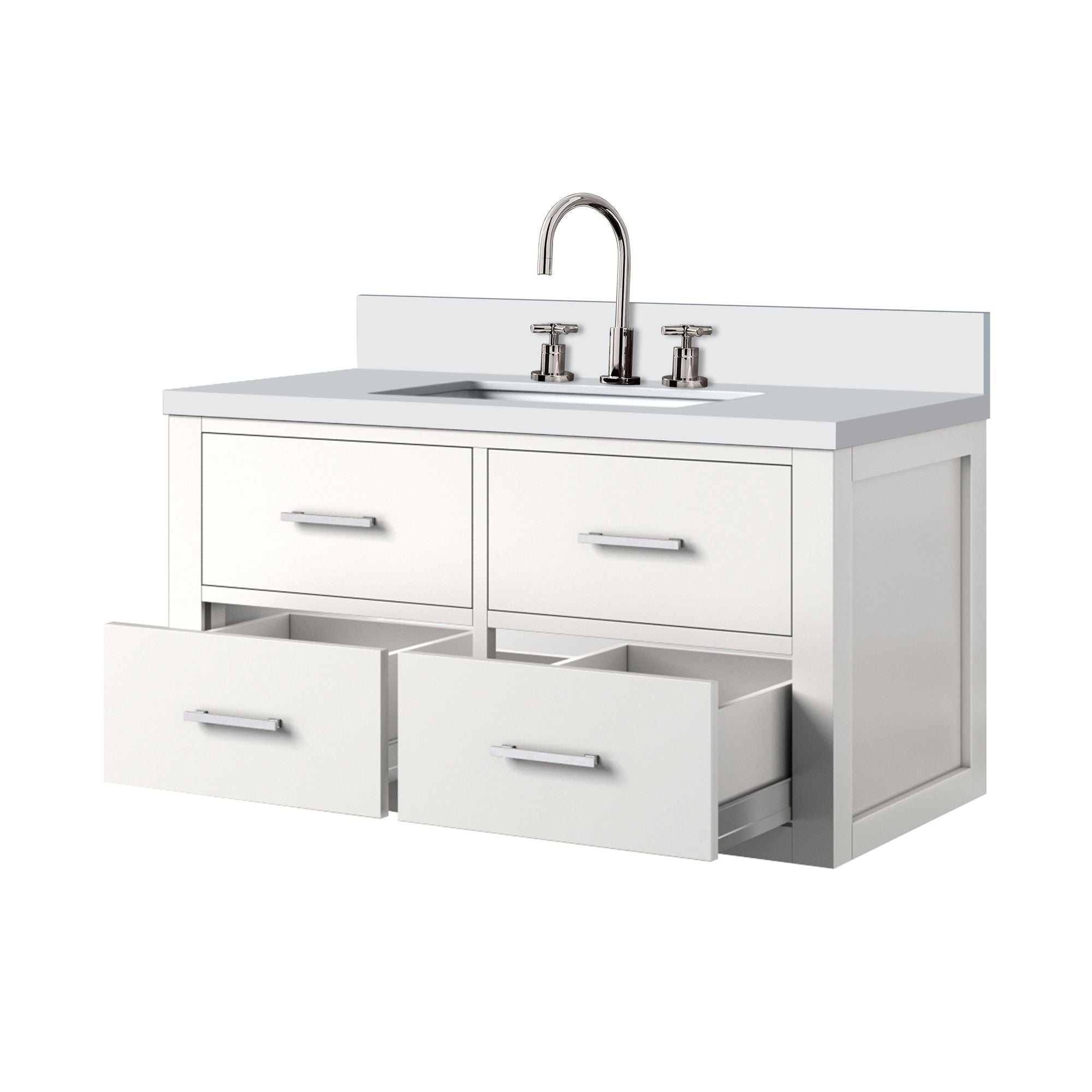 White 36- Single Bath Vanity with Cultured Marble Top and Faucet Set