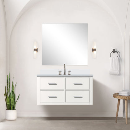 White 36- Single Bath Vanity with Cultured Marble Top and Faucet Set