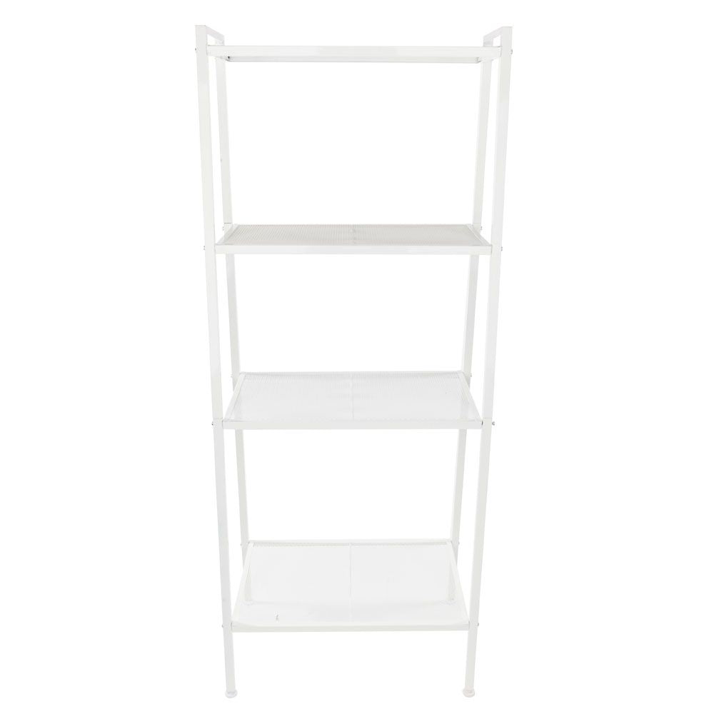 Ivory White 4-Tier Bookshelf for Kitchen Storage