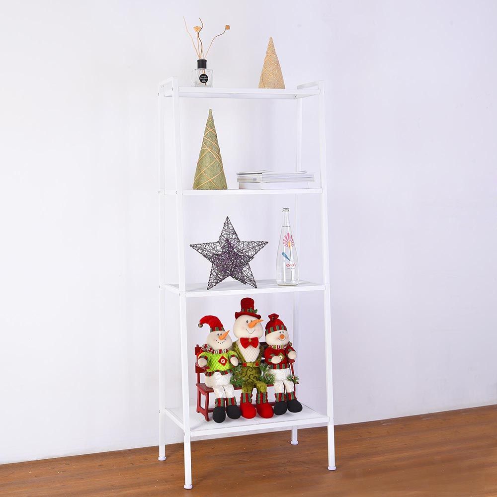 Ivory White 4-Tier Bookshelf for Kitchen Storage