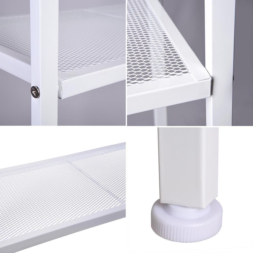 Ivory White 4-Tier Bookshelf for Kitchen Storage