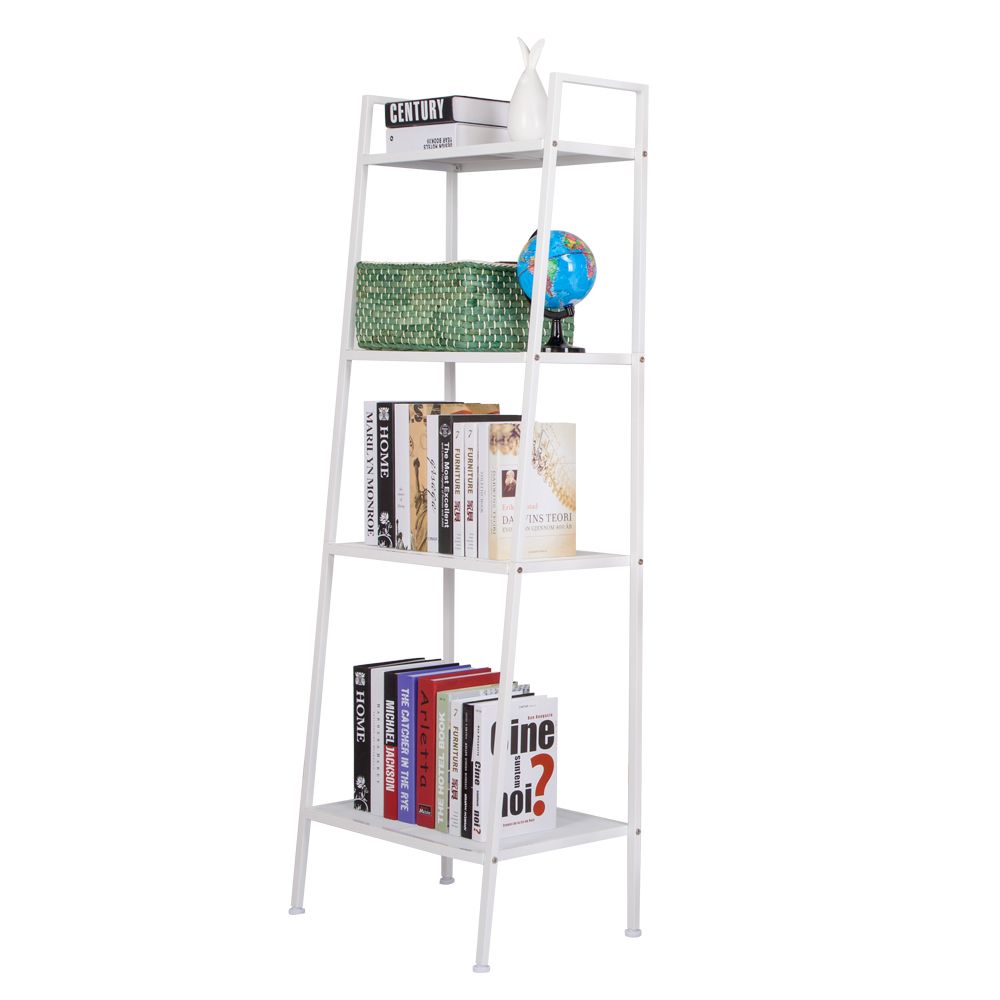 Ivory White 4-Tier Bookshelf for Kitchen Storage