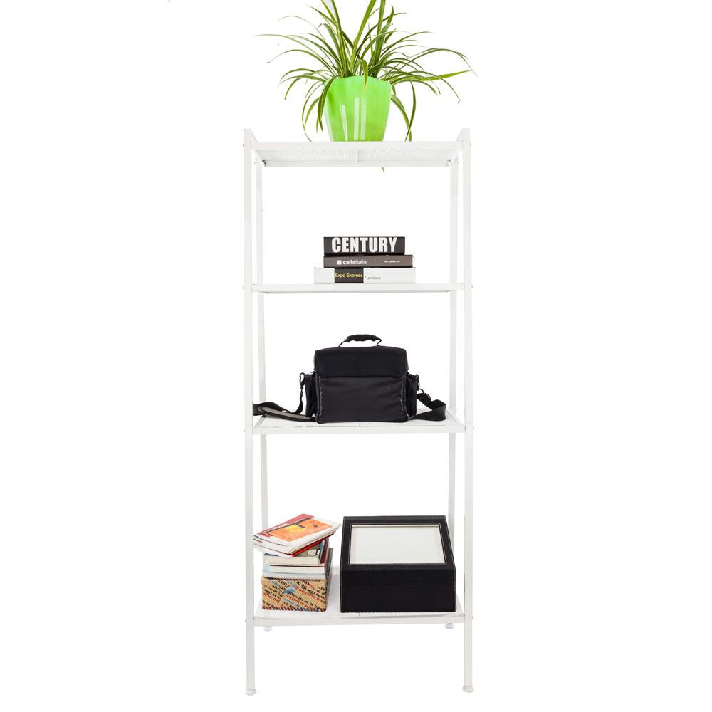Ivory White 4-Tier Bookshelf for Kitchen Storage