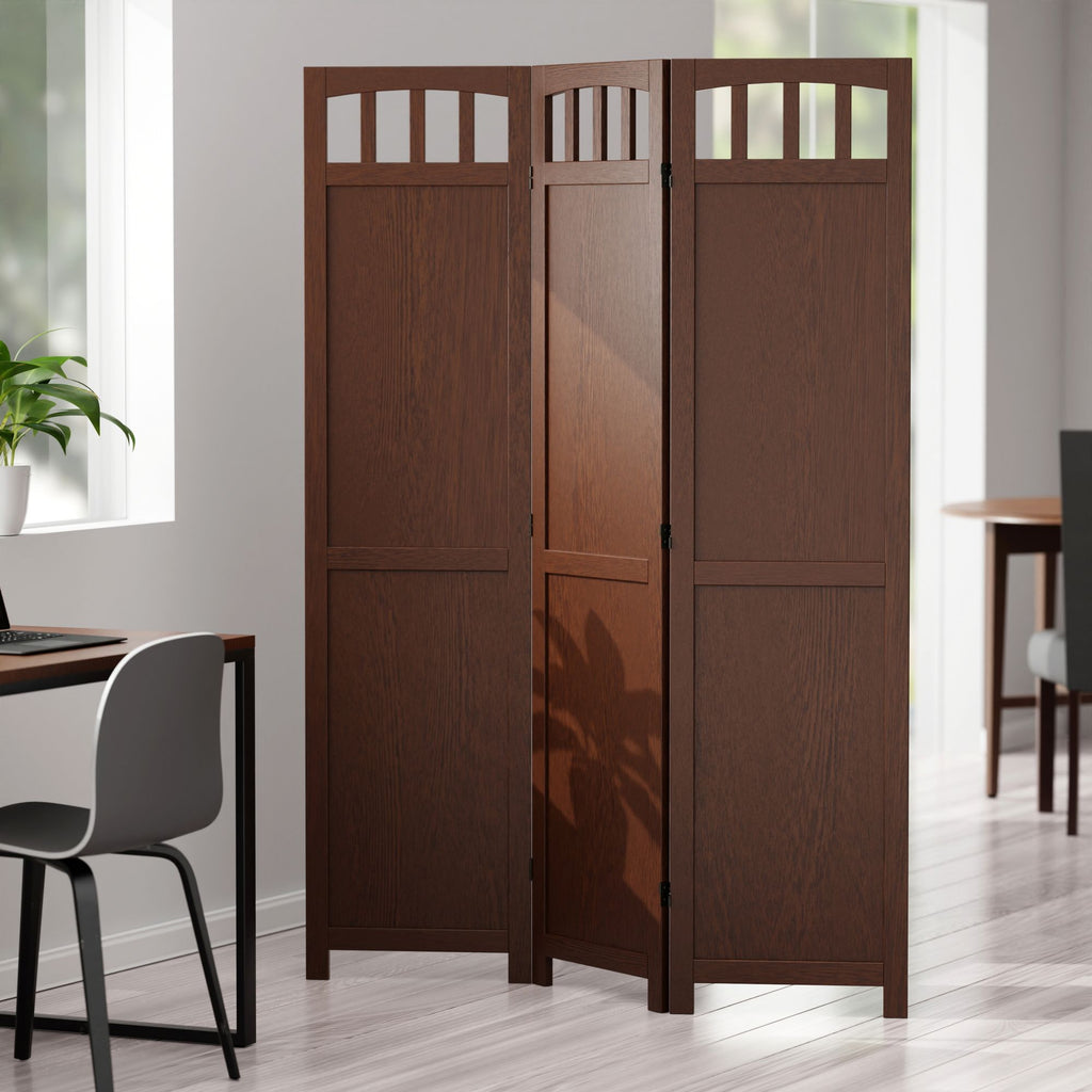 William Three-Panel Walnut Folding Screen
