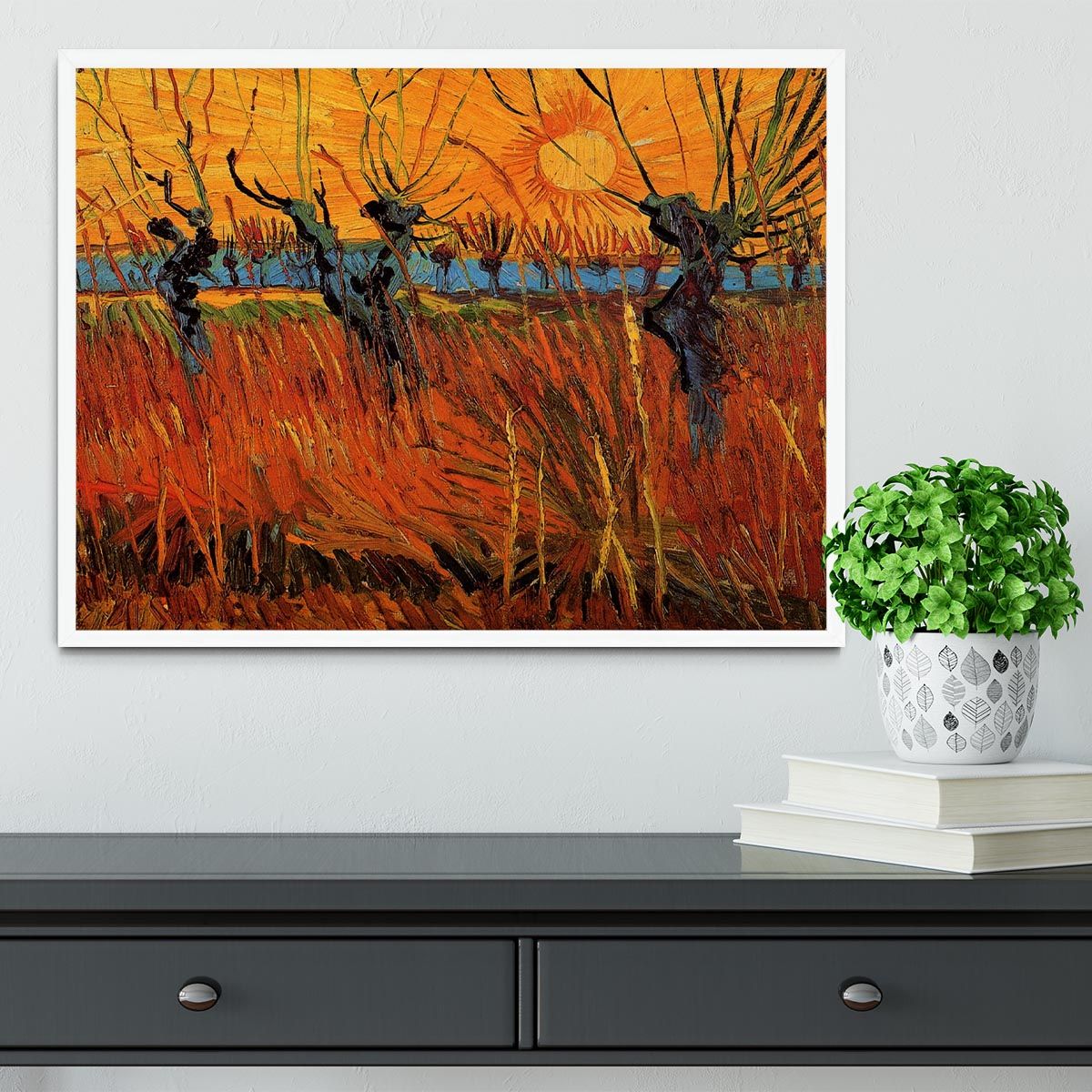 Van Gogh's Willows at Sunset, Framed and Ready to Hang