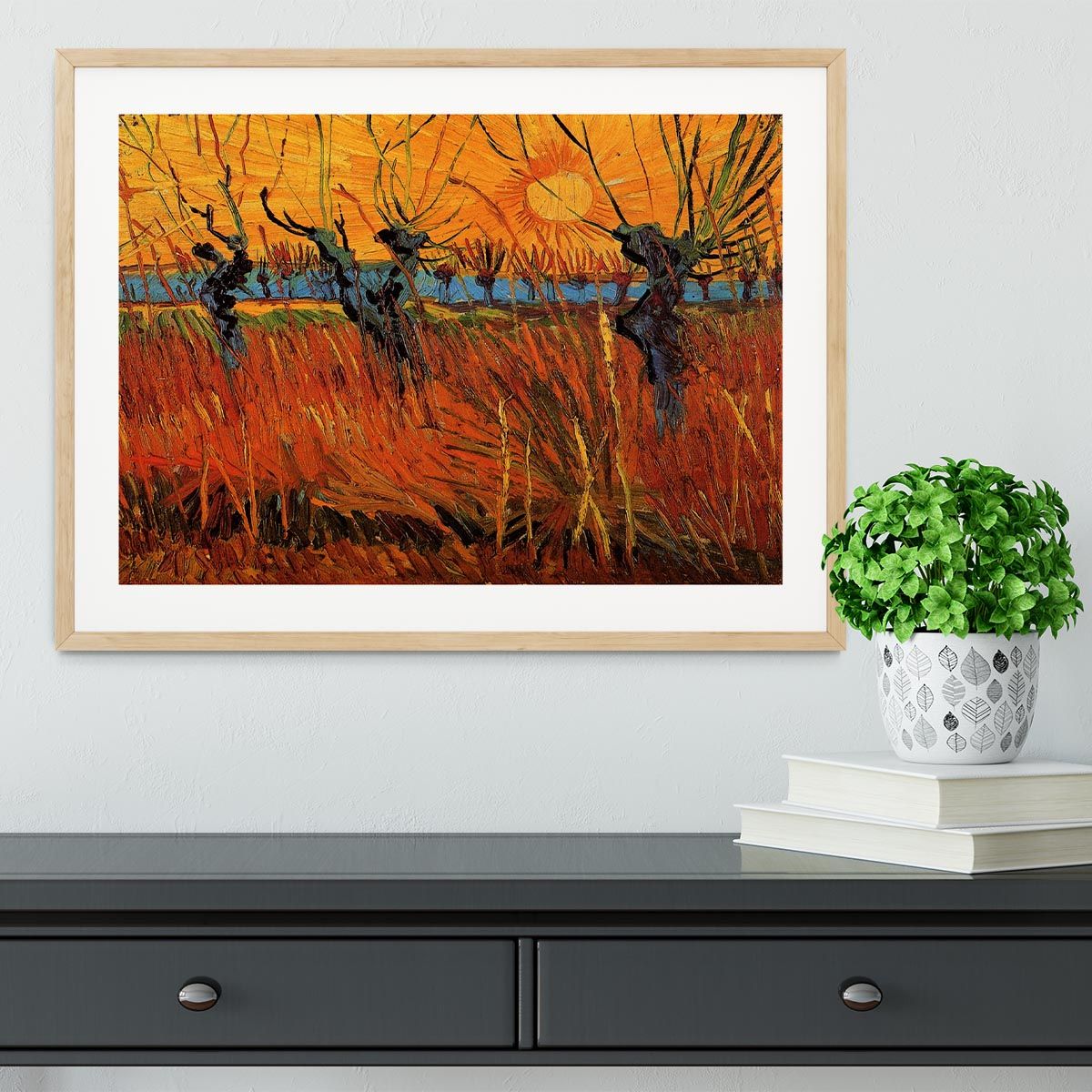 Van Gogh's Willows at Sunset, Framed and Ready to Hang