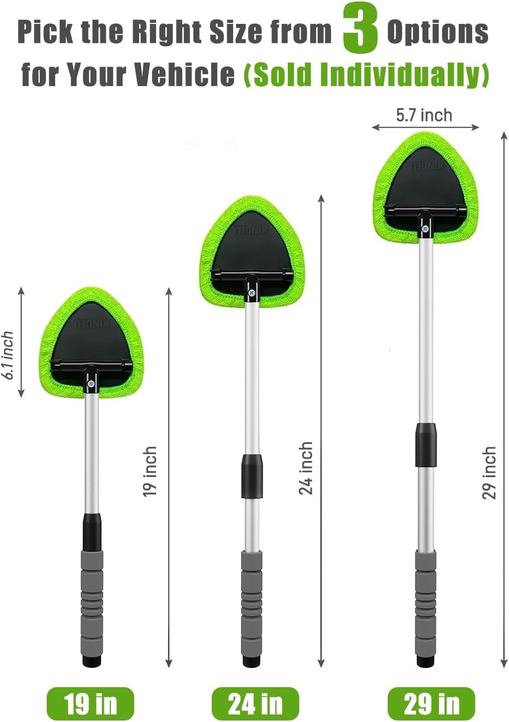 Car & Home Window Cleaning Kit with Extendable Handle & Microfiber Pads