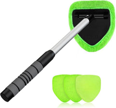 Car & Home Window Cleaning Kit with Extendable Handle & Microfiber Pads