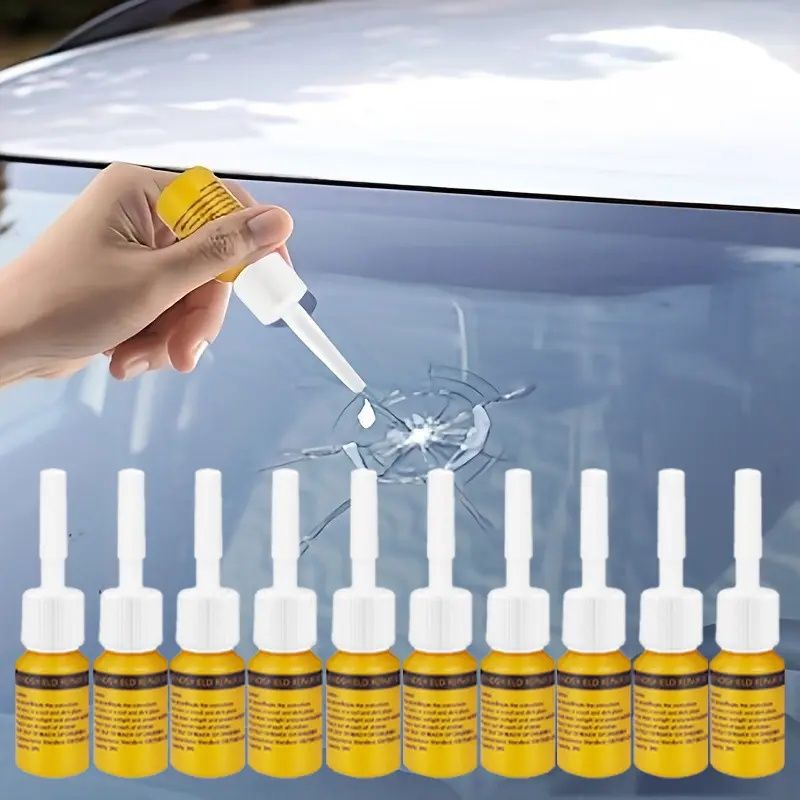 DIY Windshield Crack Repair Kit with Precision Bridge and UV Light - 10pcs