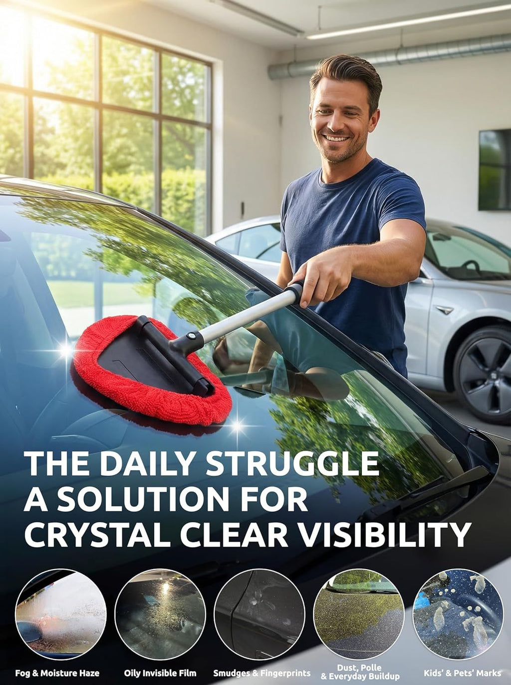 Long-Reach Windshield and Window Cleaning Tool