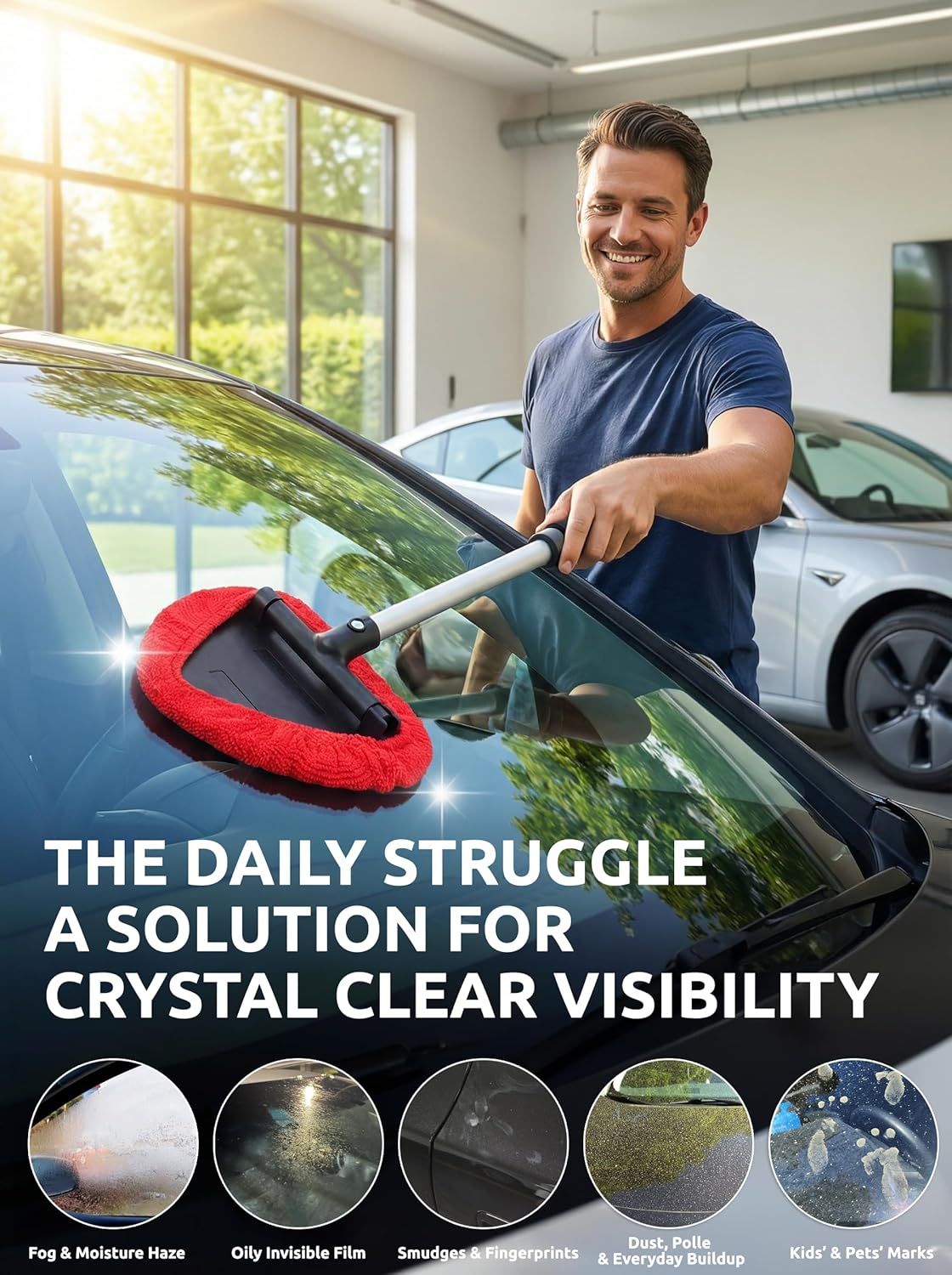 Long-Reach Windshield and Window Cleaning Tool