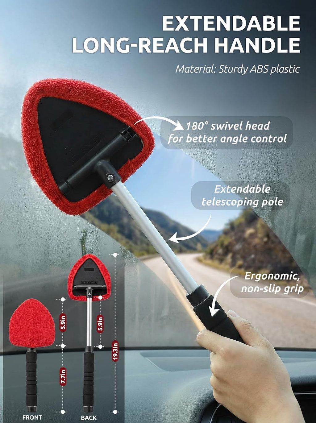 Long-Reach Windshield and Window Cleaning Tool