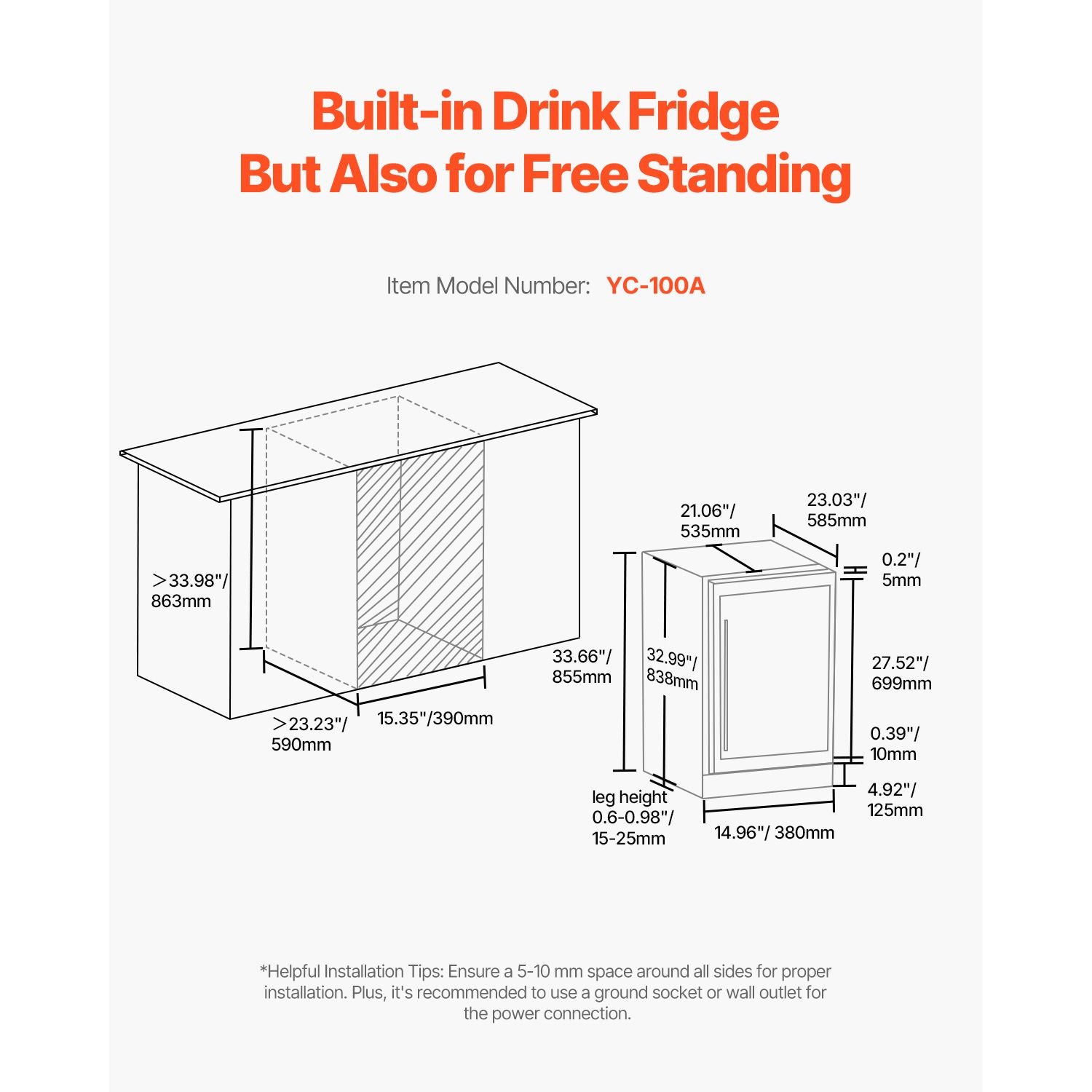 Wine Cooler Refrigerator with Glass Door and Adjustable Shelves for Home, Office, Bar