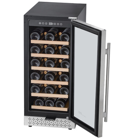 Wine Cooler Refrigerator with Glass Door and Adjustable Shelves for Home, Office, Bar