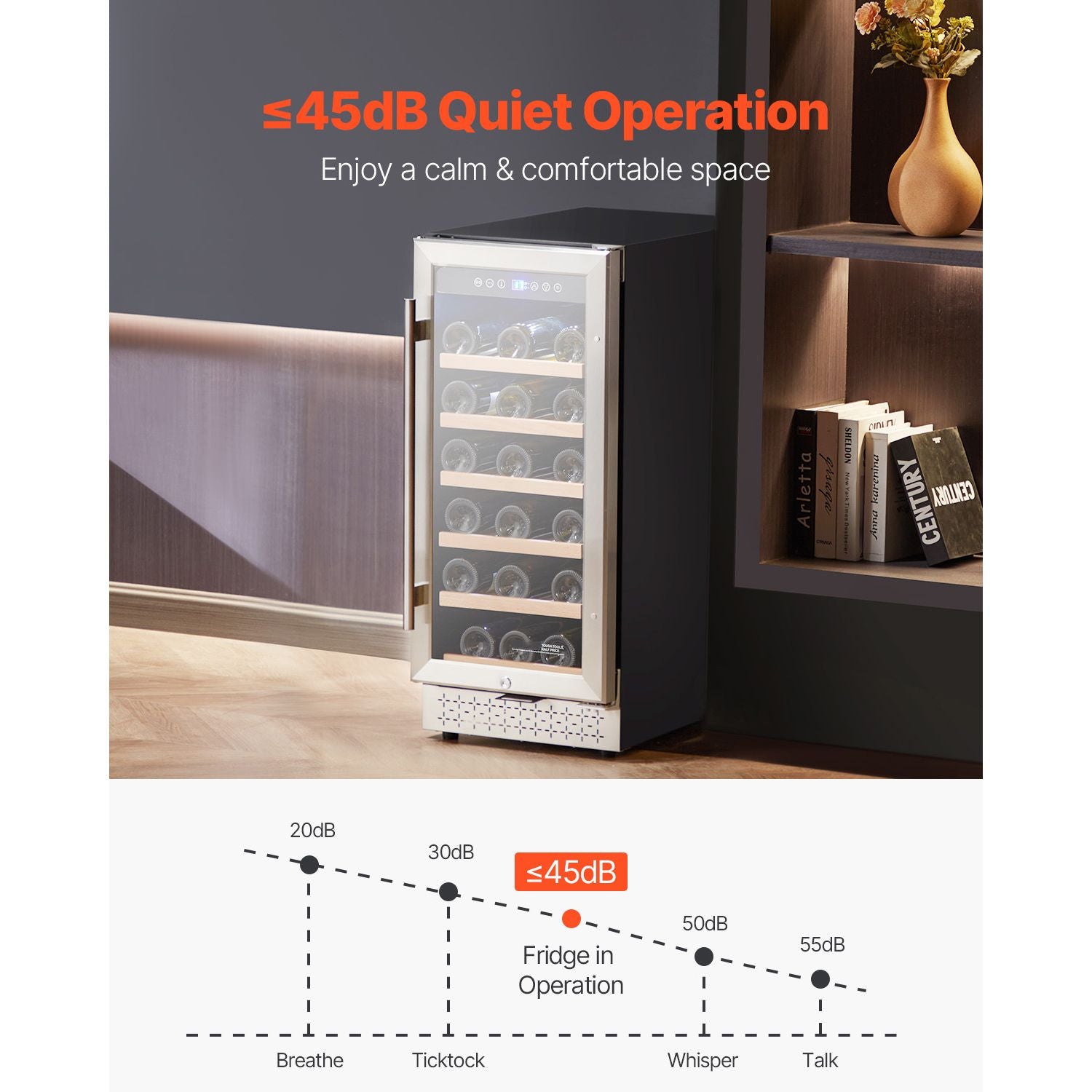 Wine Cooler Refrigerator with Glass Door and Adjustable Shelves for Home, Office, Bar