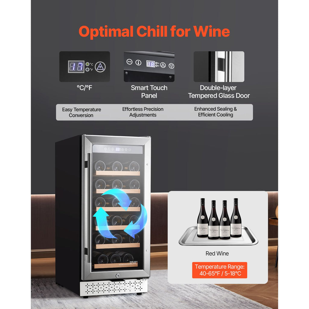 Wine Cooler Refrigerator with Glass Door and Adjustable Shelves for Home, Office, Bar