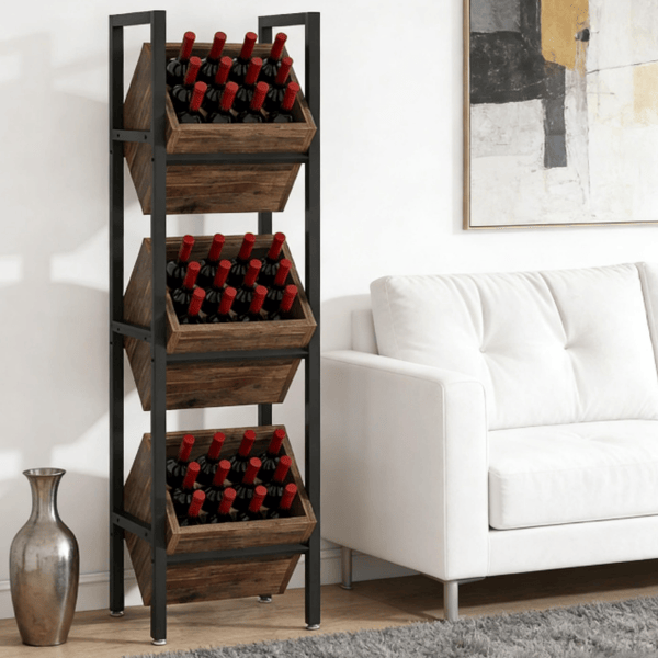 Industrial Freestanding Wine Rack Cabinet
