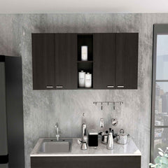 Winslow Wall Cabinet - Four Doors, Dish Rack, Open Shelves
