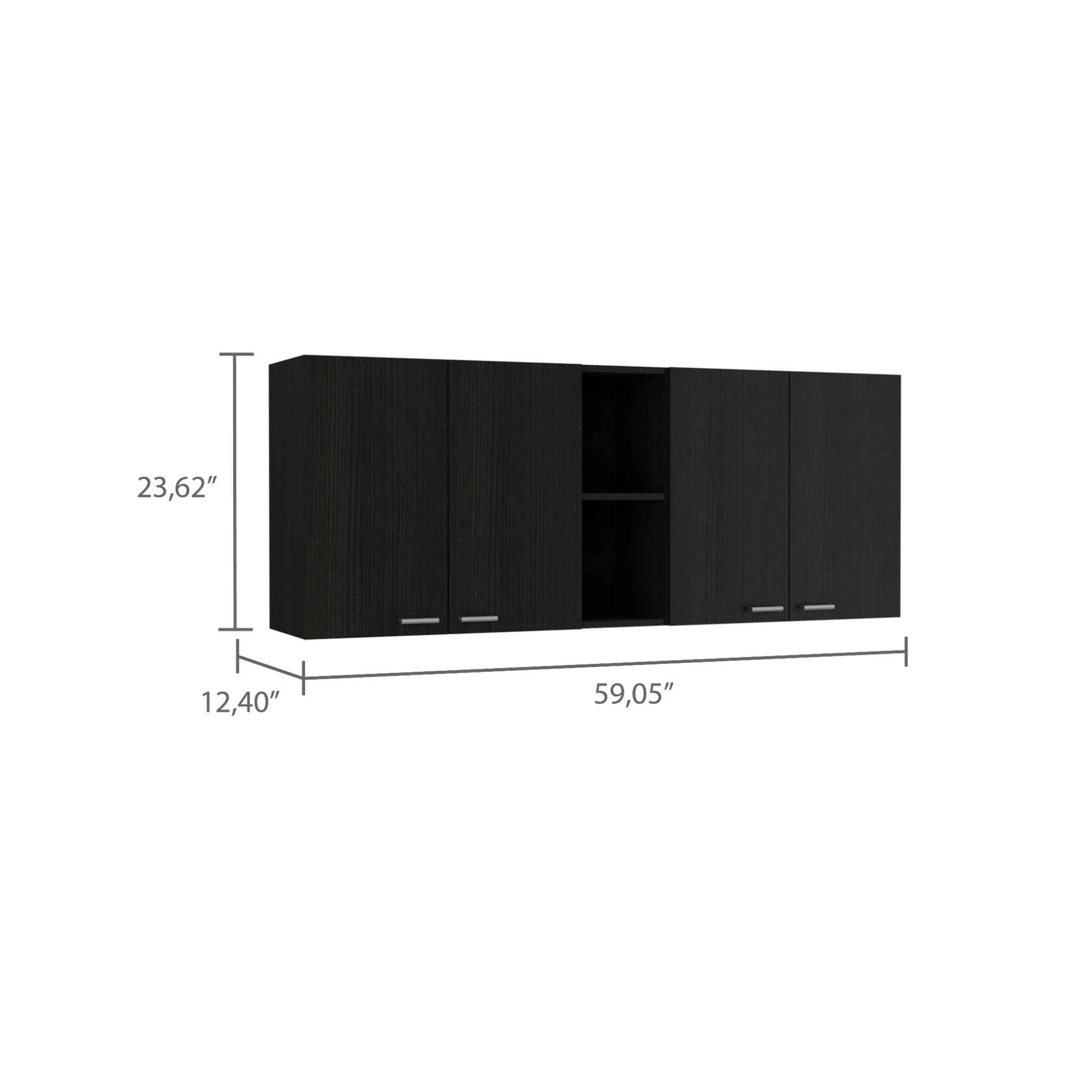 Winslow Wall Cabinet - Four Doors, Dish Rack, Open Shelves