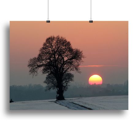 Winter Sunset Canvas Print or Poster Wall Art
