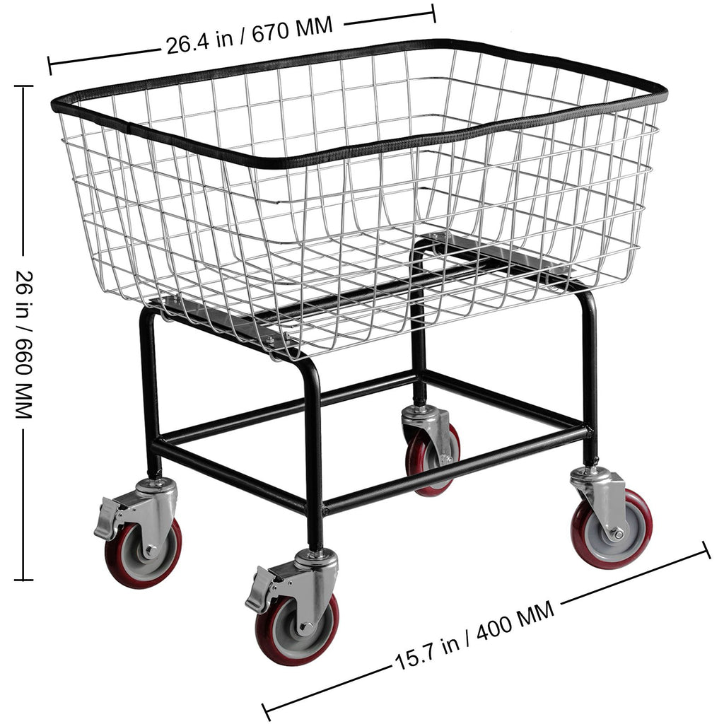 Wire Laundry Cart with Removable Basket and Wheels