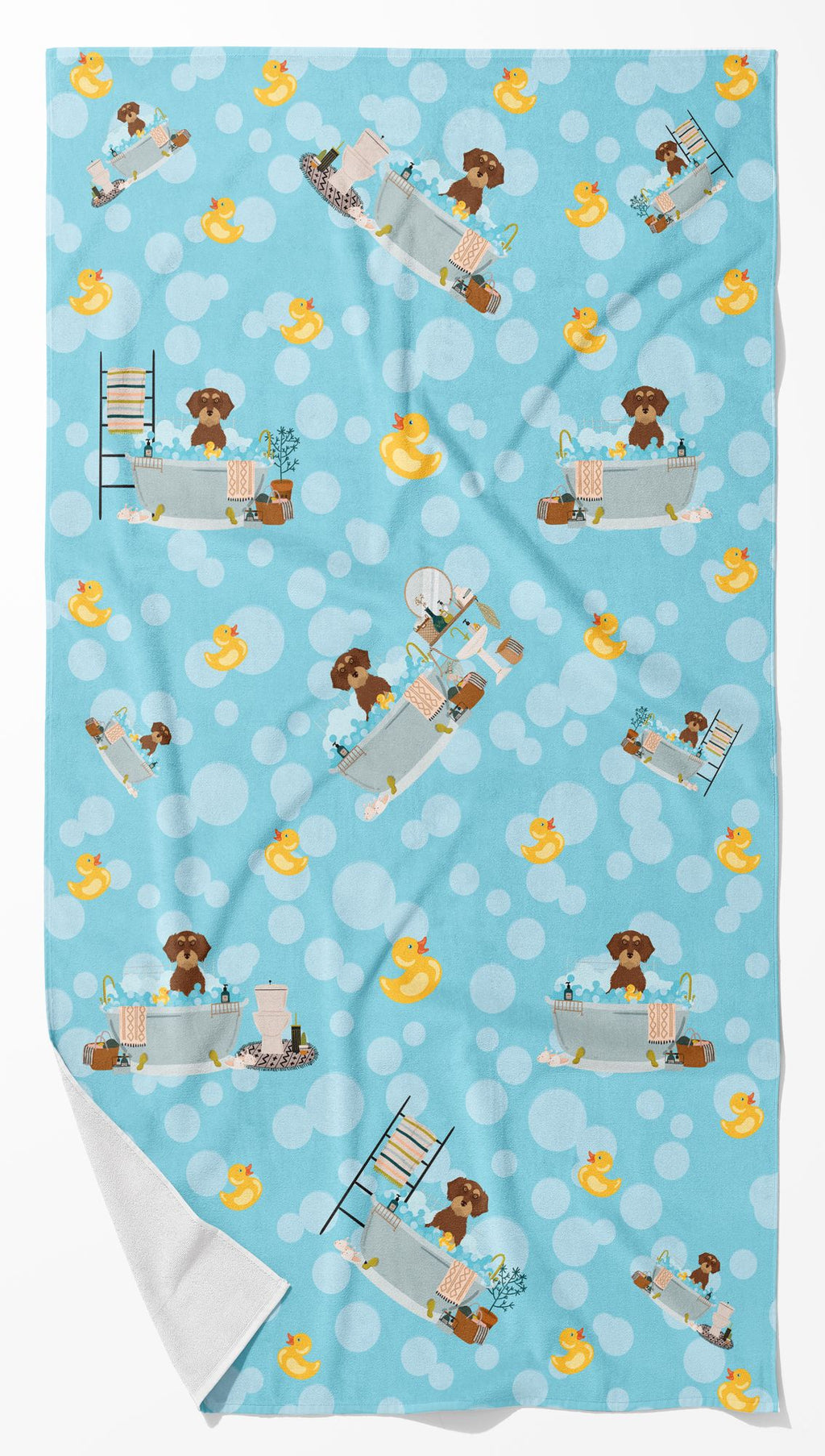 Wirehair Red and Tan Dachshund Art Bath Towel